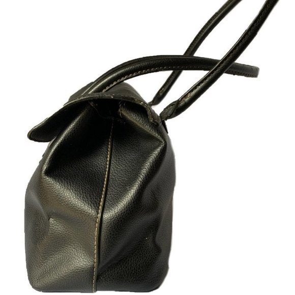 Black Tote Medicine Bag Style Gladstone Purse PU Leather - Picture 2 of 10